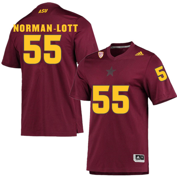 Men #55 Omarr Norman-LottArizona State Sun Devils College Football Jerseys Sale-Maroon